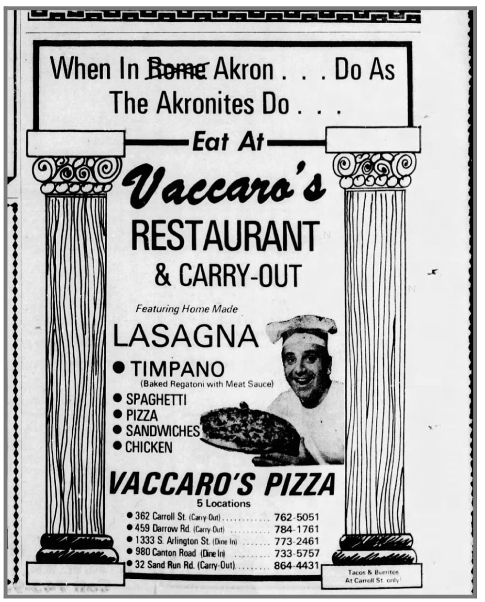 Vaccaro's ad circa 1970