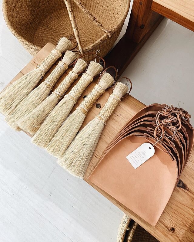 handmade tampico brooms + leather dust pans by our friend , Cynthia of @sunhousecraft have been restocked! beautiful, functional, + sustainable 🌾