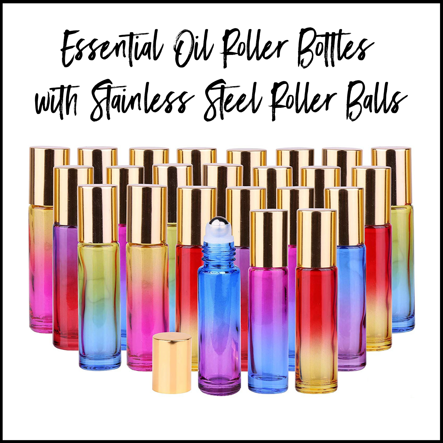 Glass Roller Bottles with Stainless Steel Roller Balls