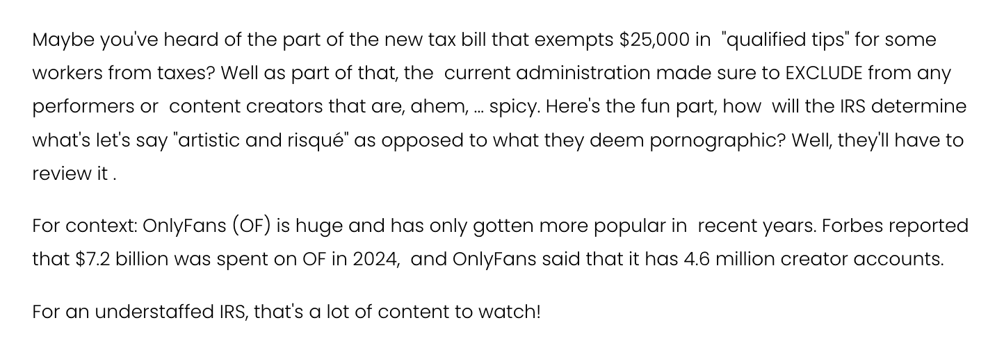 In The Black: Why The IRS will need to watch OnlyFans in 2026