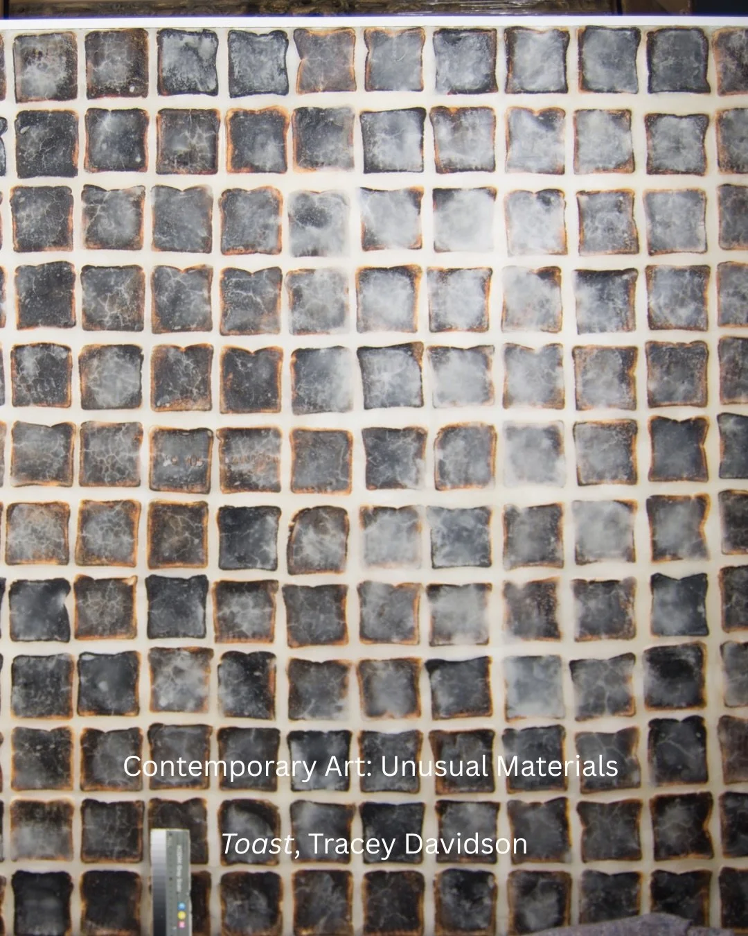 Burnt Toast: one of the more unusual media we&rsquo;ve had the pleasure of working on! 🍞 

This artwork, constructed from wax and 192 pieces of burnt toast, was exhibiting cracking in the wax which had resulted in an area of loss to one of the piece