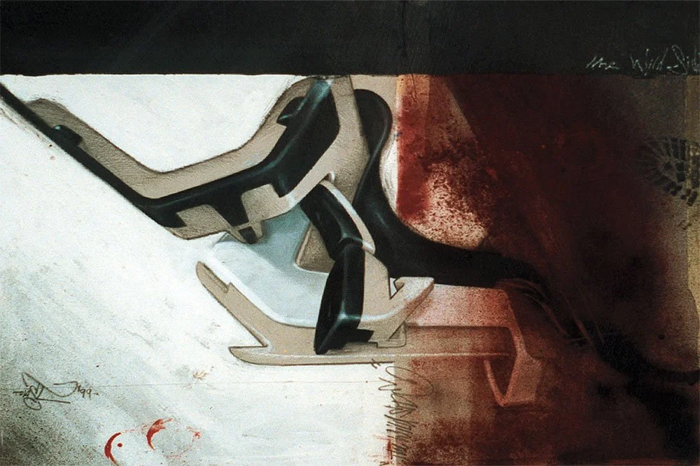 Mixed-media canvas showing dynamic, three-dimensional ‘TOAST’ lettering and layered textures.