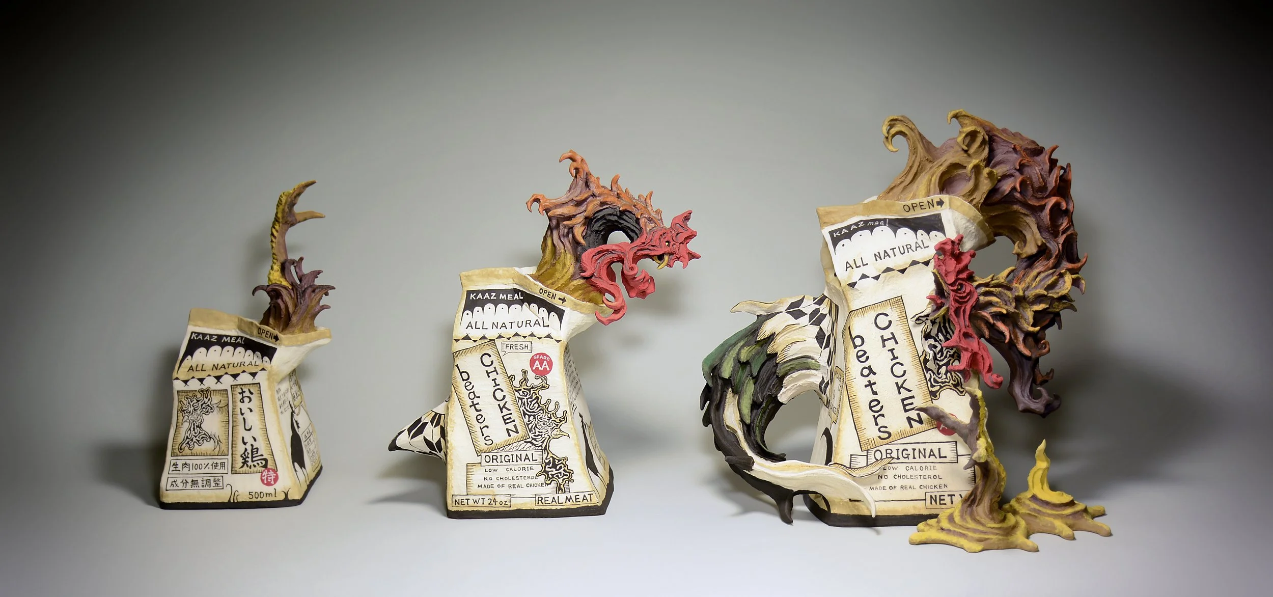 Growth, 36 in. (66 cm) in length, stoneware, underglaze, fired to cone 6, 2016.