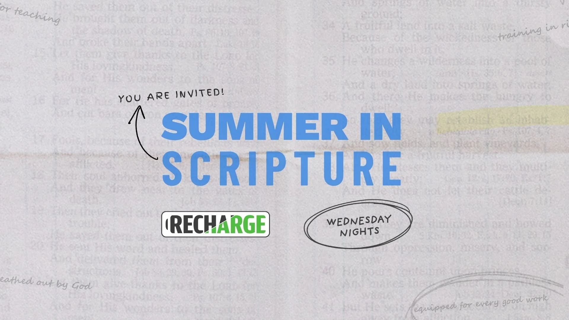 Summer in Scripture | Wednesday Nights at New Hope Church — New Hope Church