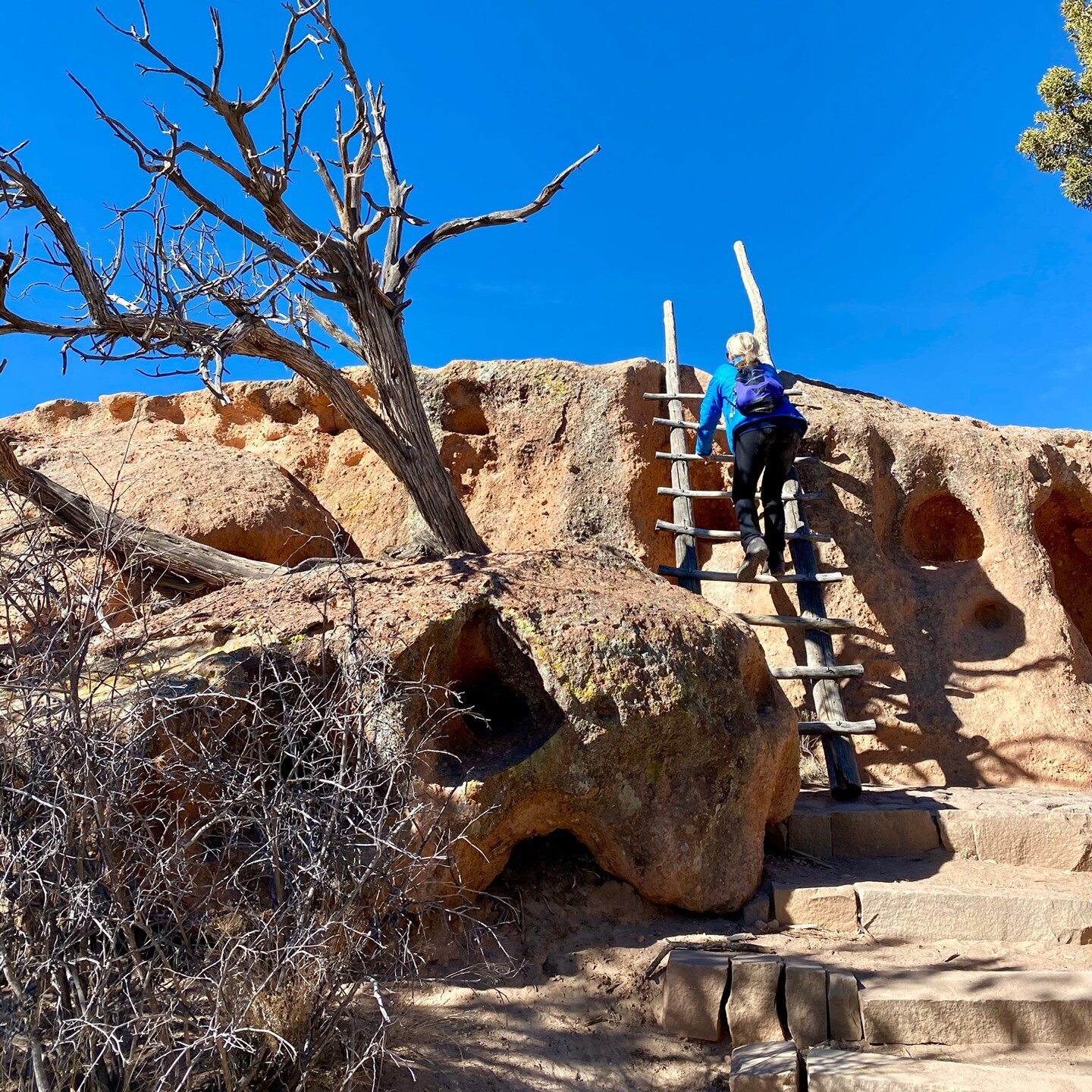 Another New Mexico Adventure Day!⁠
⁠
First stop is the easy 90 minute Tsankawi Trail hike that includes climbing three ladders to access the caves and petroglyphs.⁠
⁠
For more details, check out the link in bio to get to the blogpost.⁠
⁠
#travelistal