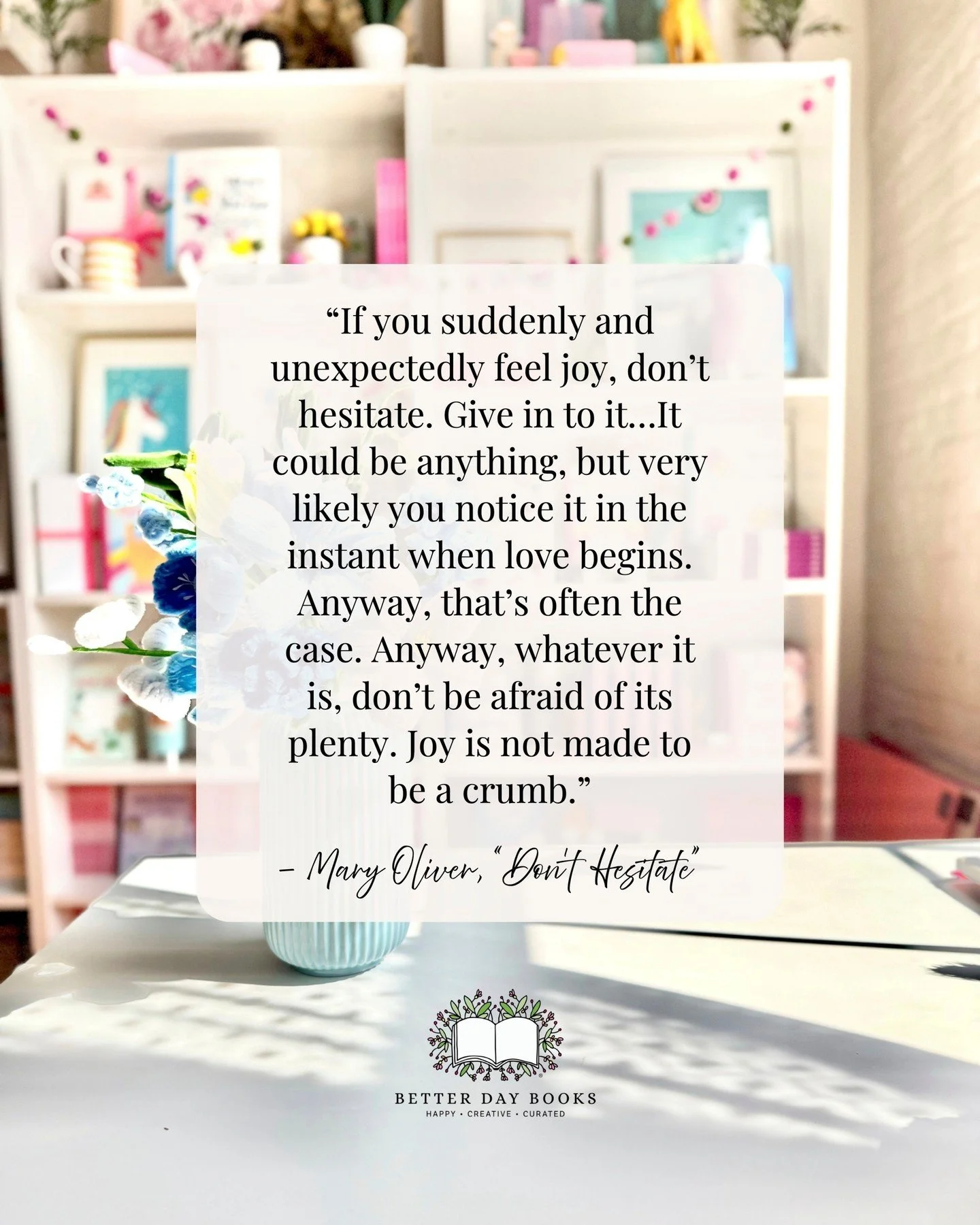 Right now, we're loving this short prose poem about joy by Mary Oliver. It's a great reminder to take some time for yourself this weekend! Lean into your joy and all the things that make you feel like you. ✨

Take a look at our crafty books and kits 