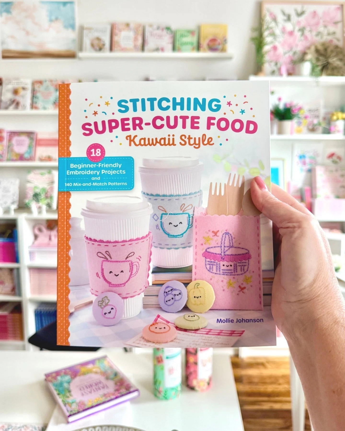 NEW BOOK ANNOUNCEMENT 🥝 : STITCHING SUPER-CUTE FOOD KAWAII STYLE by Mollie Johanson of @molliejohanson is here! Stitch your way through an adorable pantry filled with 18 embroidery projects and over 140 mix-and-match designs! You&rsquo;ll learn how 