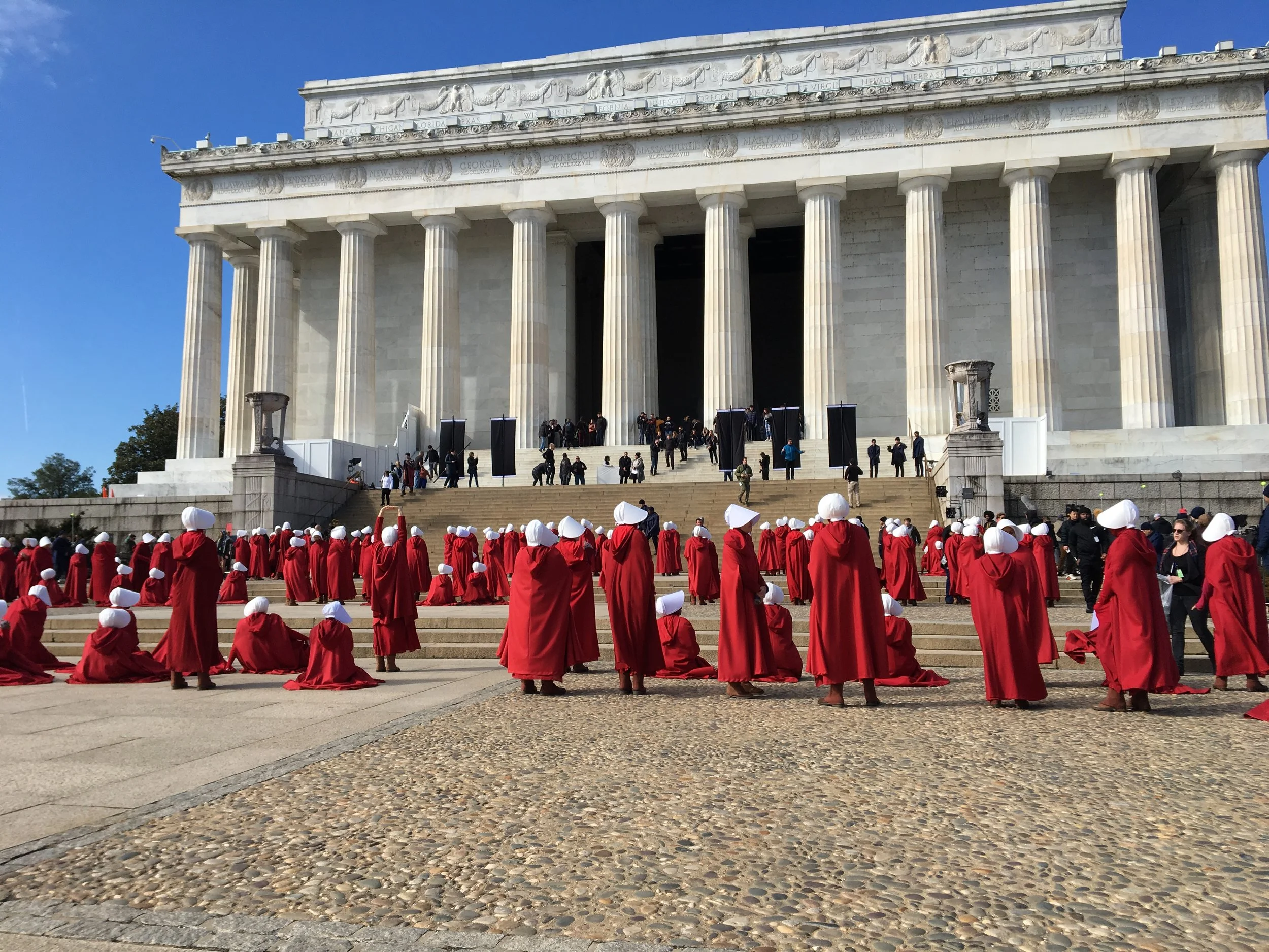 On set, "The Handmaid's Tale" (Hulu)