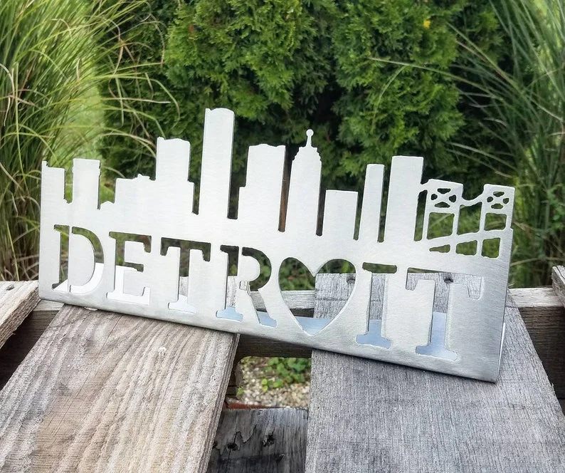 Detroit Skyline Desktop Sign