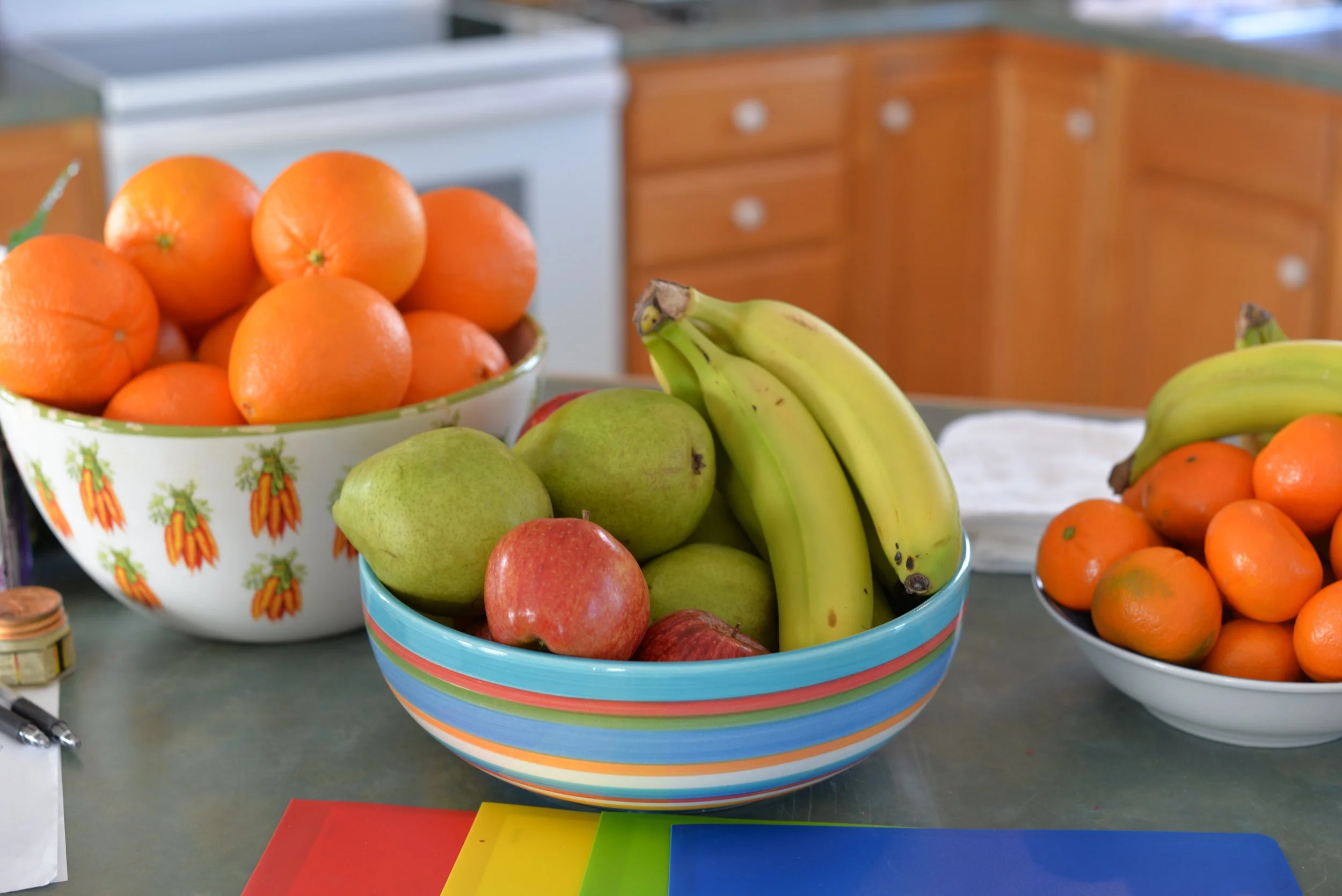 oranges, apples, pears, bananas