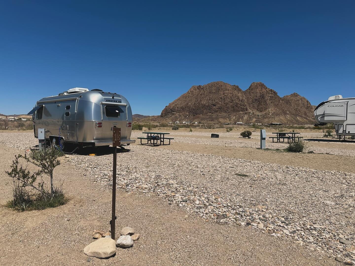 All our sites have great views of Bee Mountain, sites 15-24 are particularly nice with no other spots in front of you. #bigrigfriendly #rvlifestyle #fulltimerv #bigbendnationalpark #bigbendstatepark