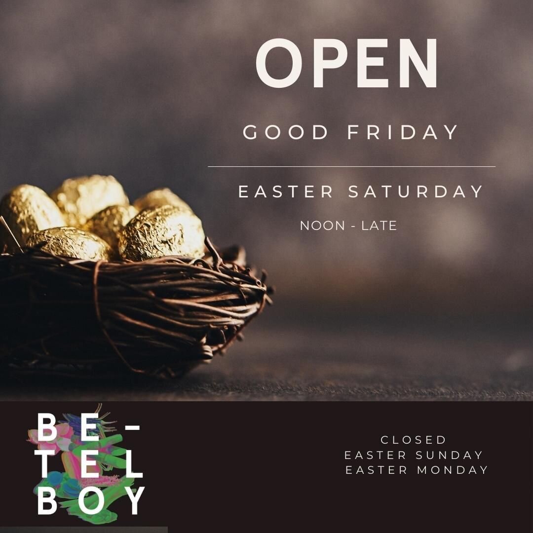 Open Good Friday and Easter Saturday
Lunch/Dinner/Drinks
Noon-Late