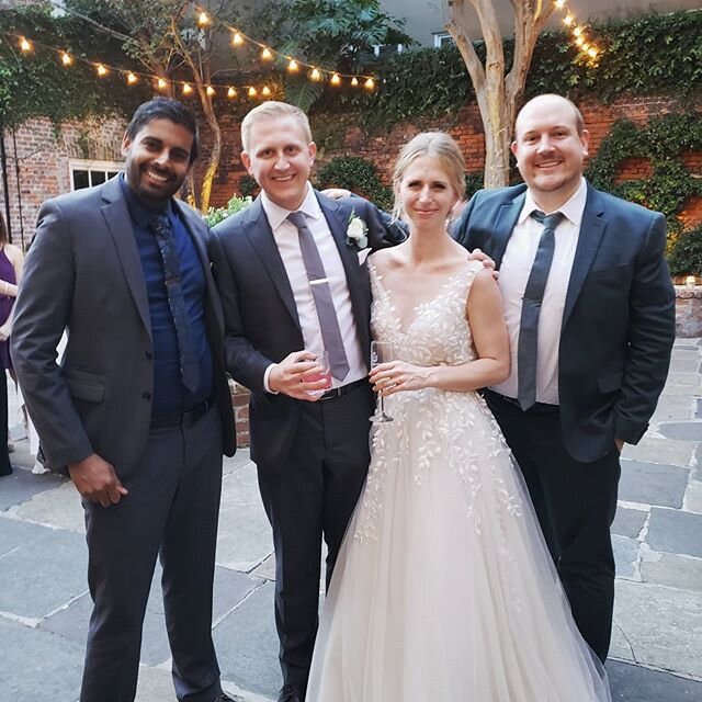 Reminiscing back to the amazing wedding weekend celebrating @kyla_chambers and @nick_jesteadt in NOLA. Miss you all!!! #NOLA #wedding #NewOrleans #courtyard #party