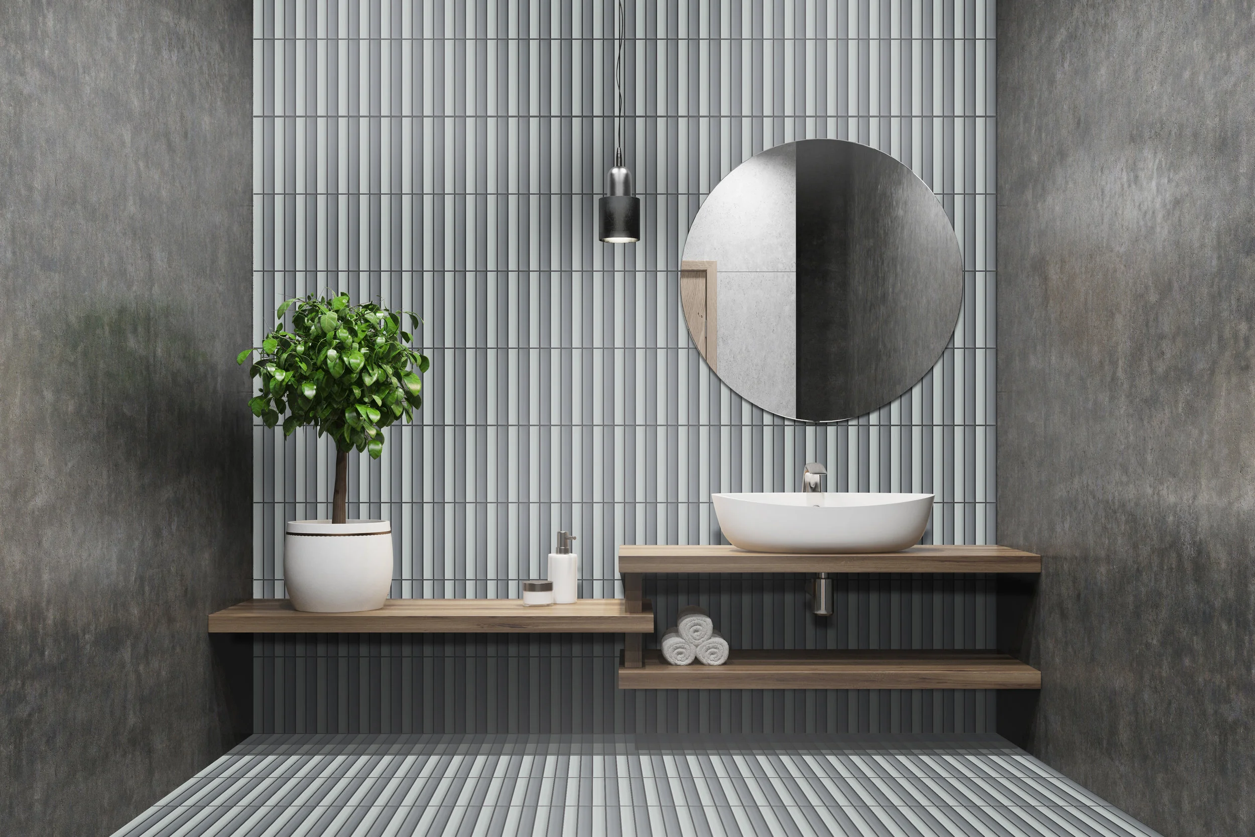 1” x 8” of OW30 and OW31 as Wall and Floor tiles