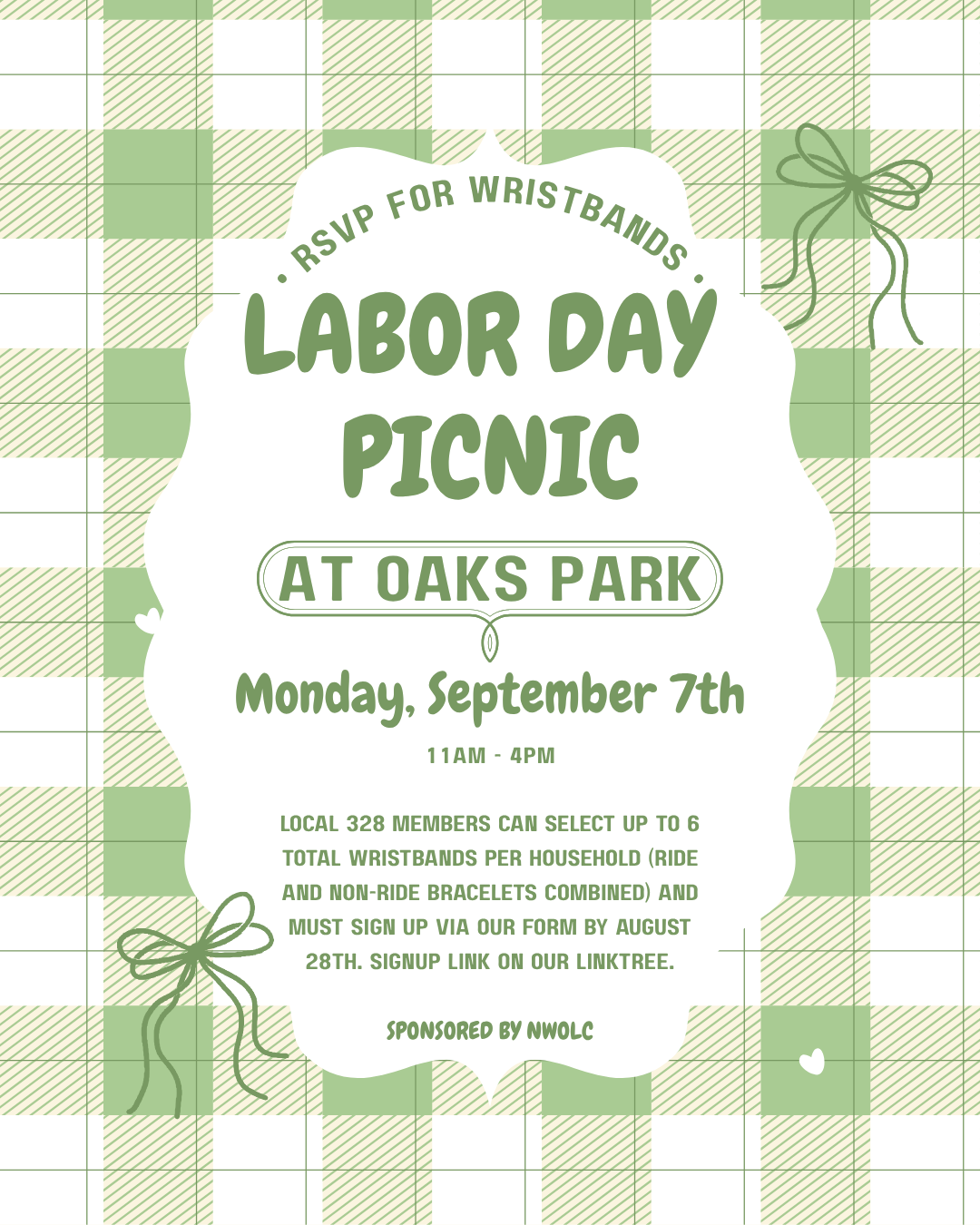 Labor Day Picnic at Oaks Park - RSVP for Wristbands by August 28th