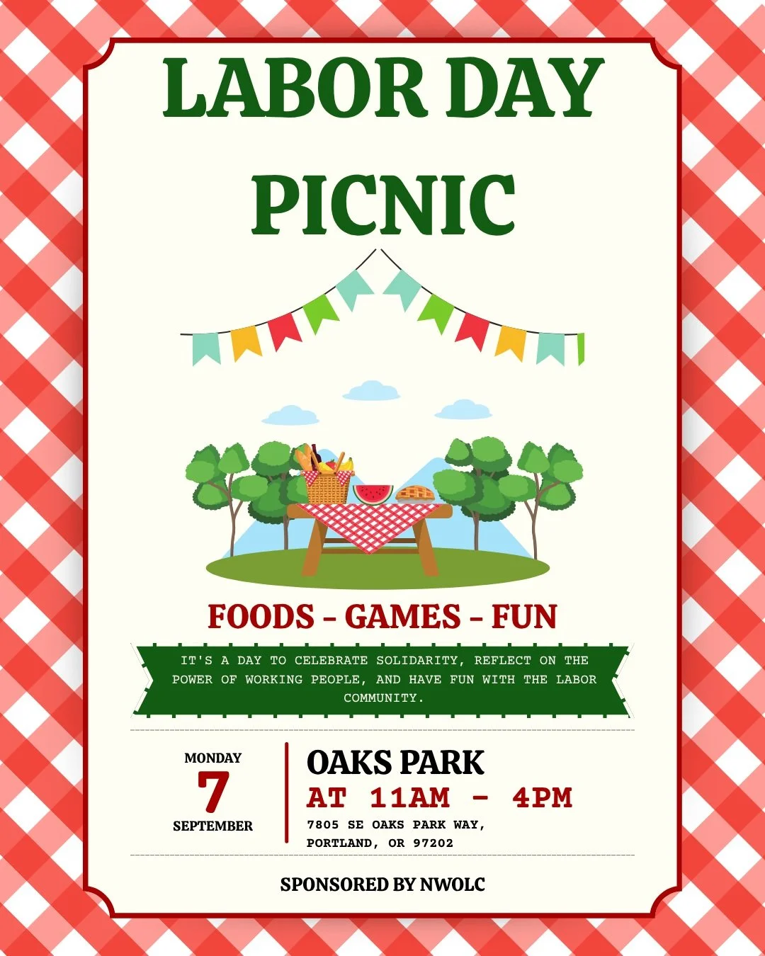 Local 328 dues-paying members and their families are invited to the Northwest Oregon Labor Council's annual Labor Day Picnic on Monday, September 7th from 11 am to 4 pm at Oaks Amusement Park in Portland. 

The event will host the labor community in 
