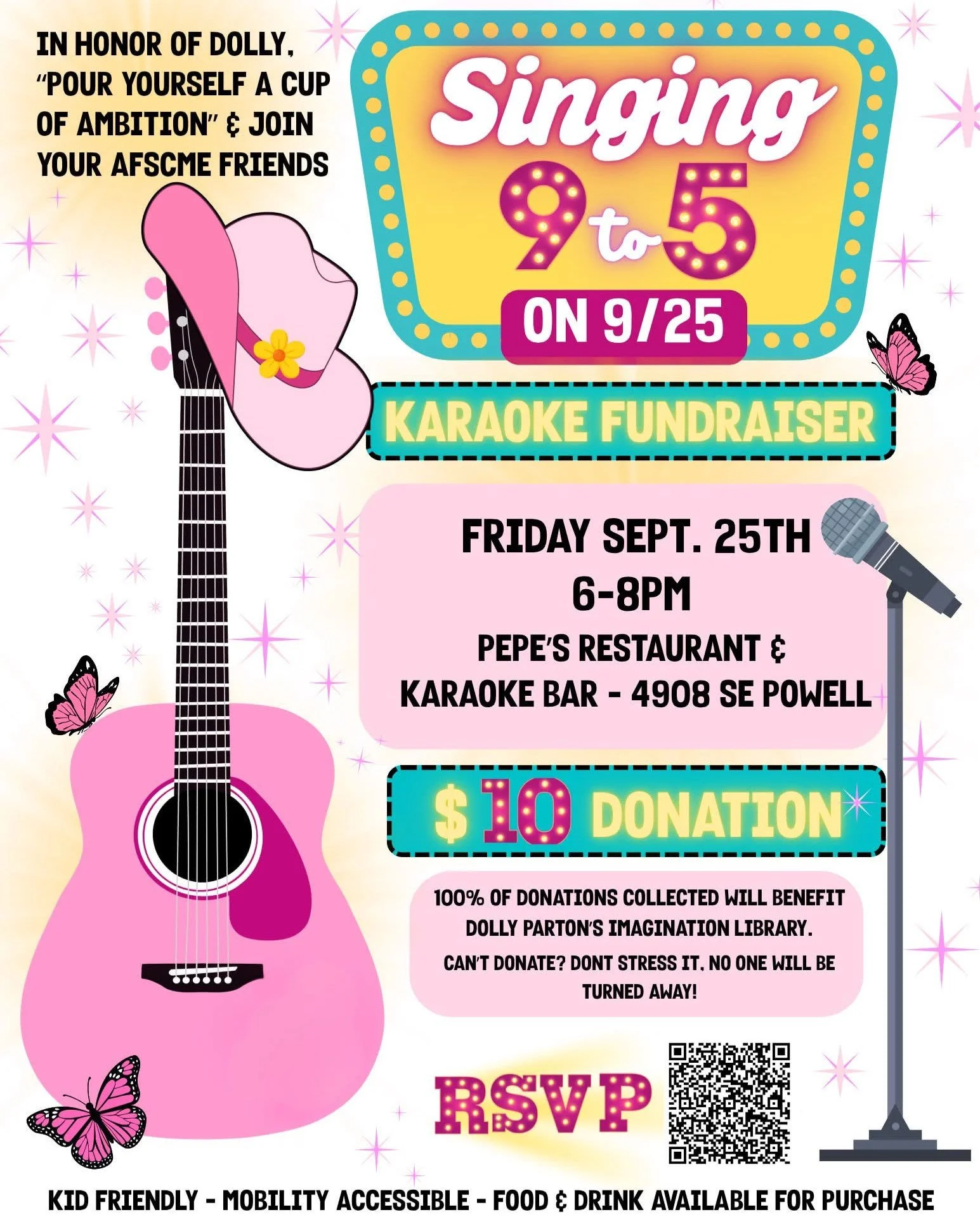 Fellow Union Siblings; Megan Gallagher (Local 88) and JoAnn Gilmer (Local 189), have organized a karaoke party/fundraiser that is being held this Friday. This event, sponsored by Council 75, is open to ALL AFSCME members, their friends, and families;