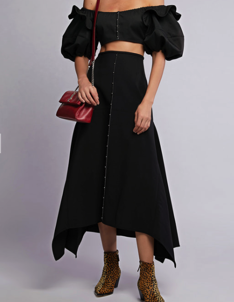 Riccardo Asymmetric Paneled Wool-Blend Midi Skirt