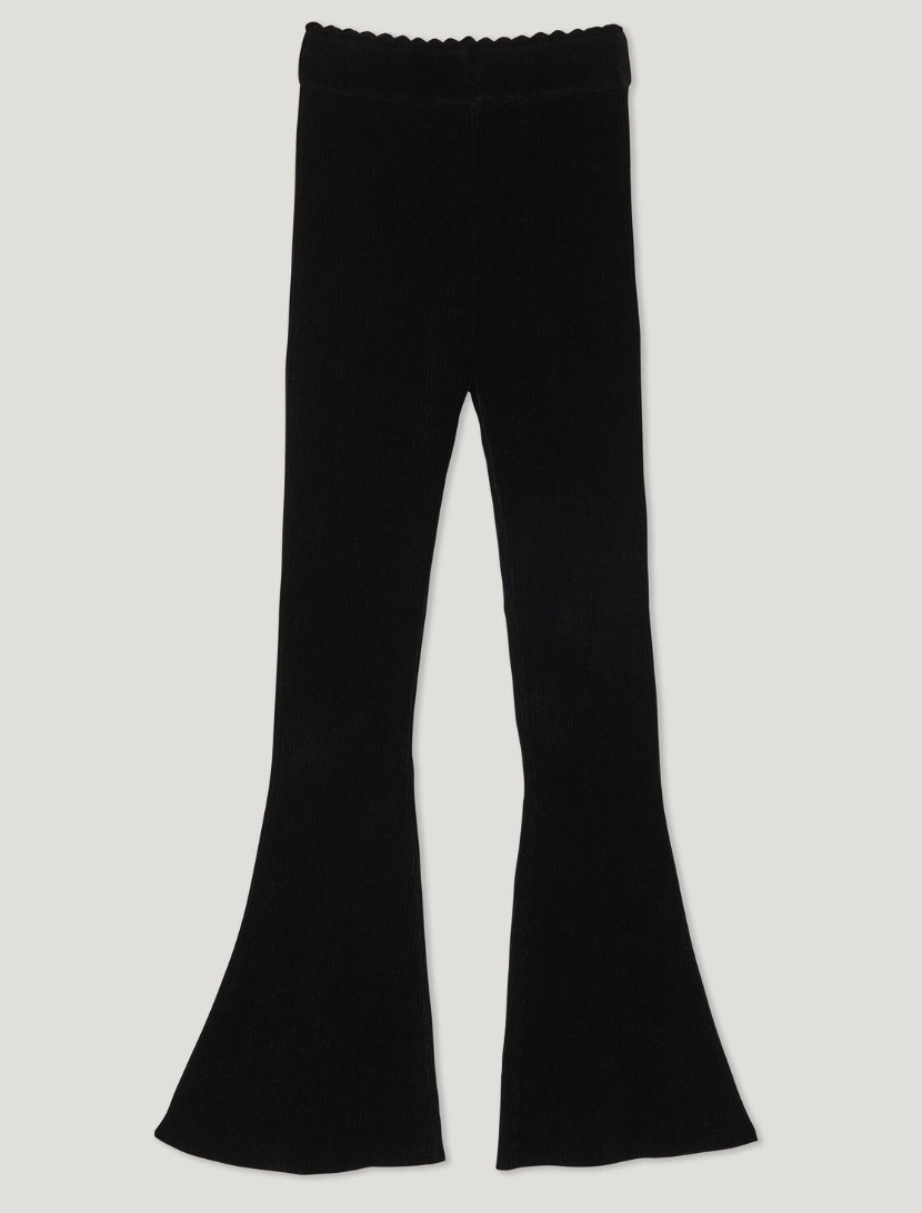 FLARED VELOUR KNIT PANTS