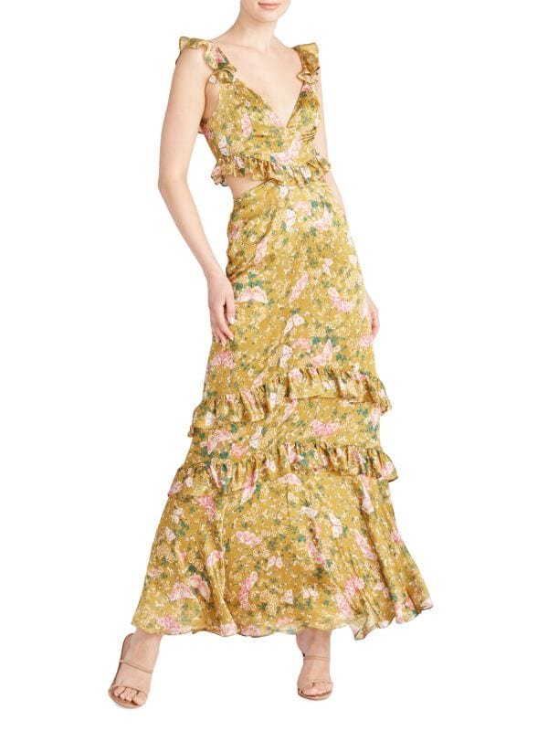 Magnolia Silk Floral Cut Out Gown