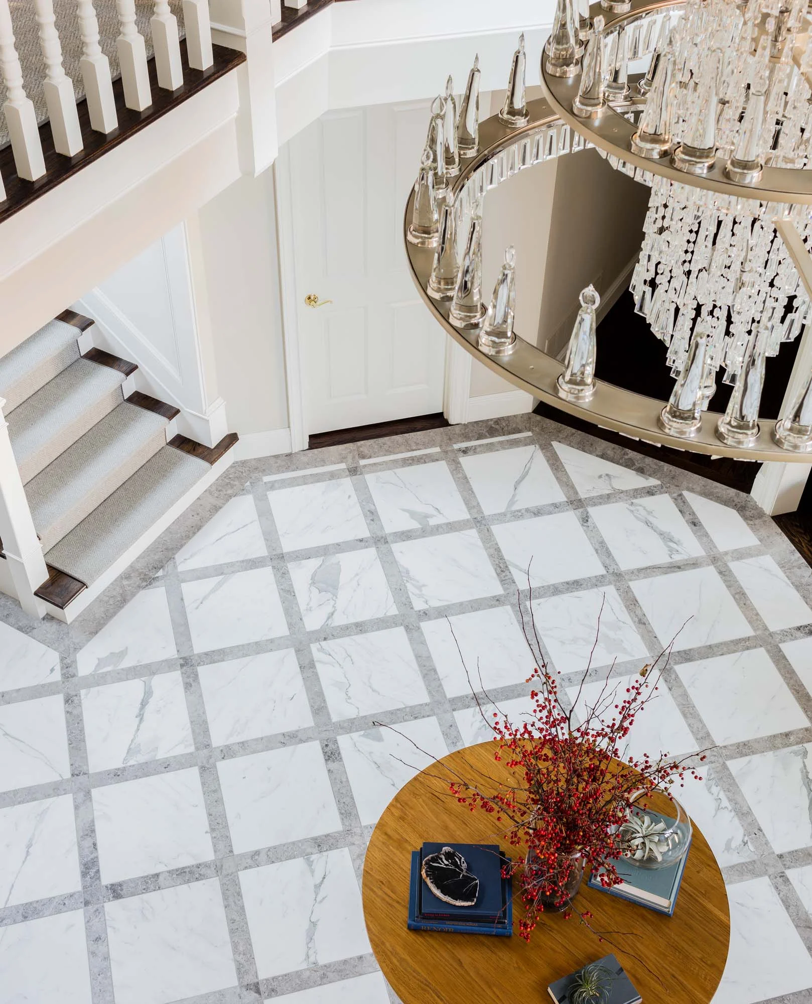 6 2FOYER looking down at table floor chandelier.jpg