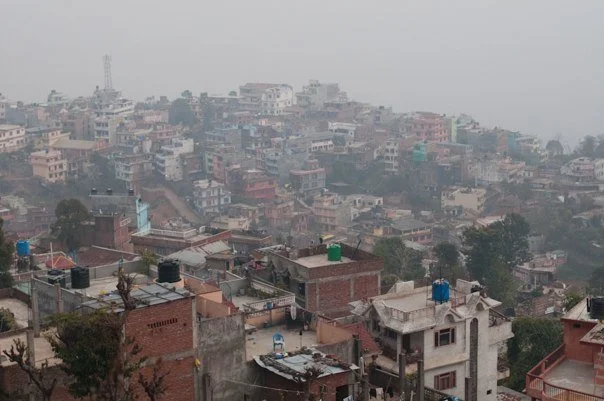 The high-altitude town of Palpa, shrouded in fog.