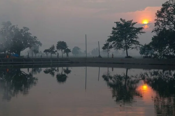 The grounds of the Gadhimai temple at sunset - sans blood.