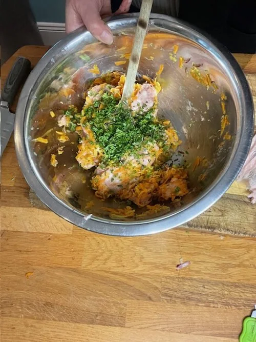 grated veg with herbs and sausage meat.jpg