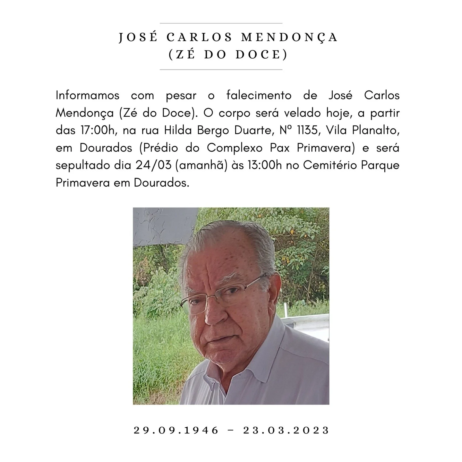 Conselho Deliberativo lamenta falecimento do ex-diretor José Carlos Mendonça (Zé do Doce)