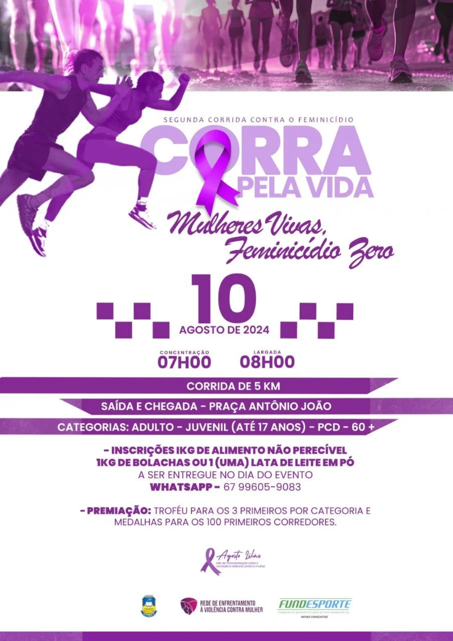 Indaiá Runners participará da 2ª Corrida contra o Feminicídio neste sábado