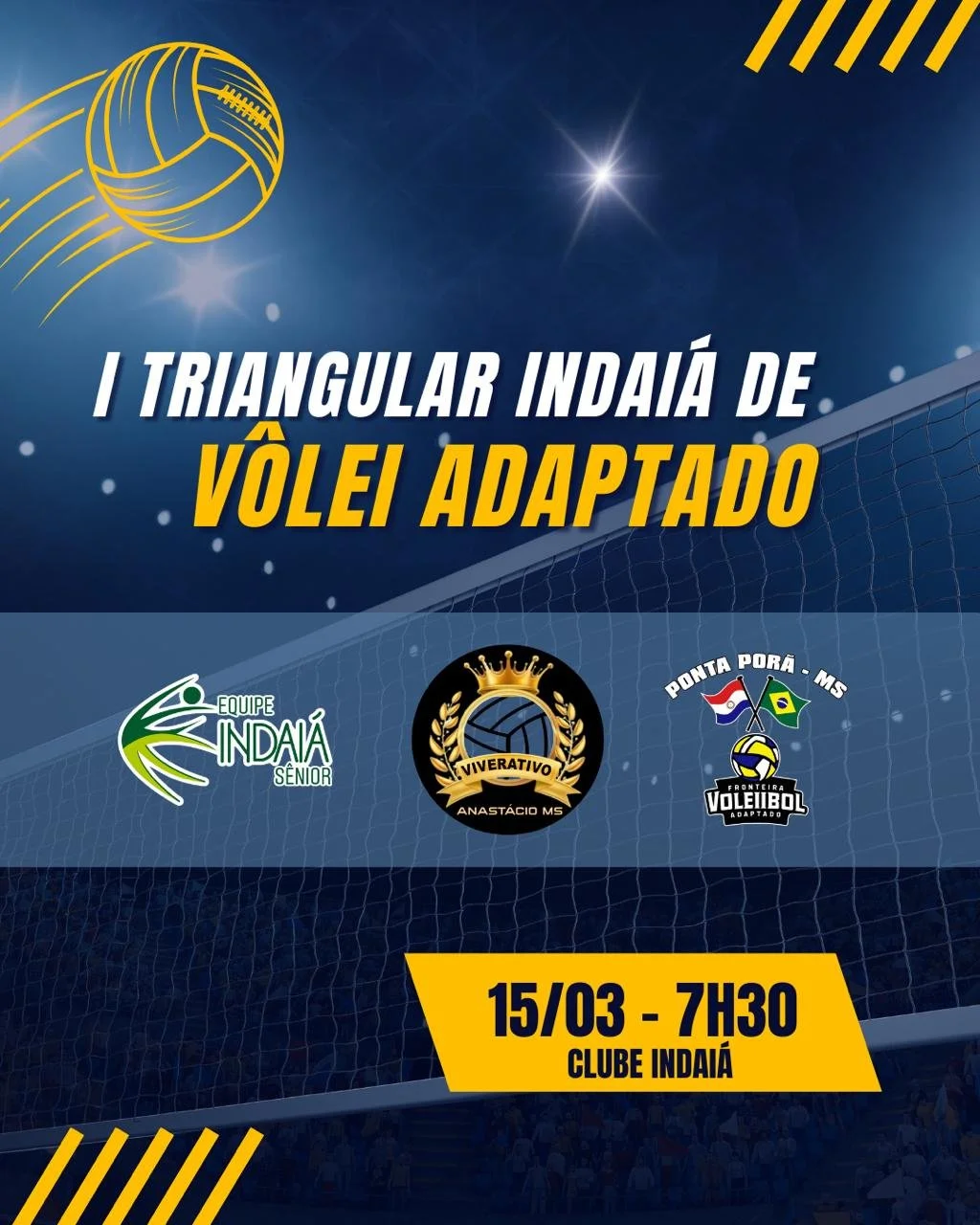 I&nbsp; Triangular Indaiá de Vôlei Adaptado agita o Clube este final de semana&nbsp;