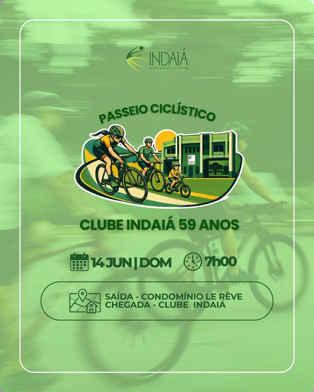 Passeio Ciclístico Clube Indaiá 59 anos abre inscrições para associados nesta segunda-feira