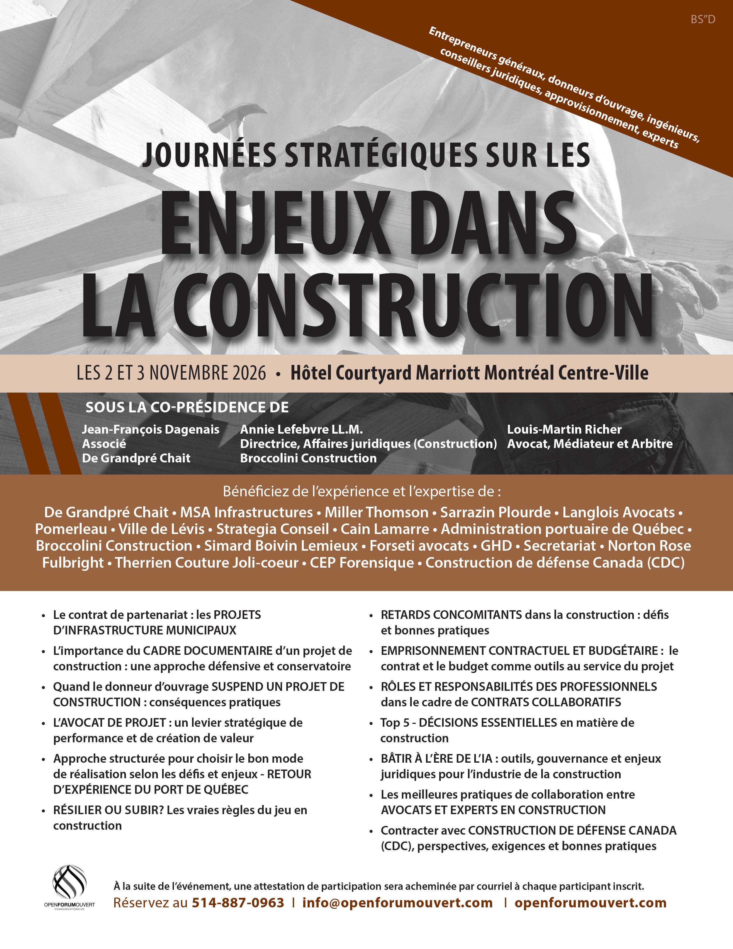 ENJEUX DANS LA CONSTRUCTION - 3 Novembre - À DISTANCE