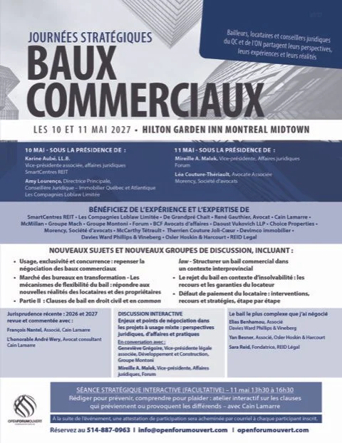 Journées stratégiques sur les BAUX COMMERCIAUX - En Personne - LUNDI et MARDI - 10 mai 2027 et 11 mai (PM) Séance stratégique