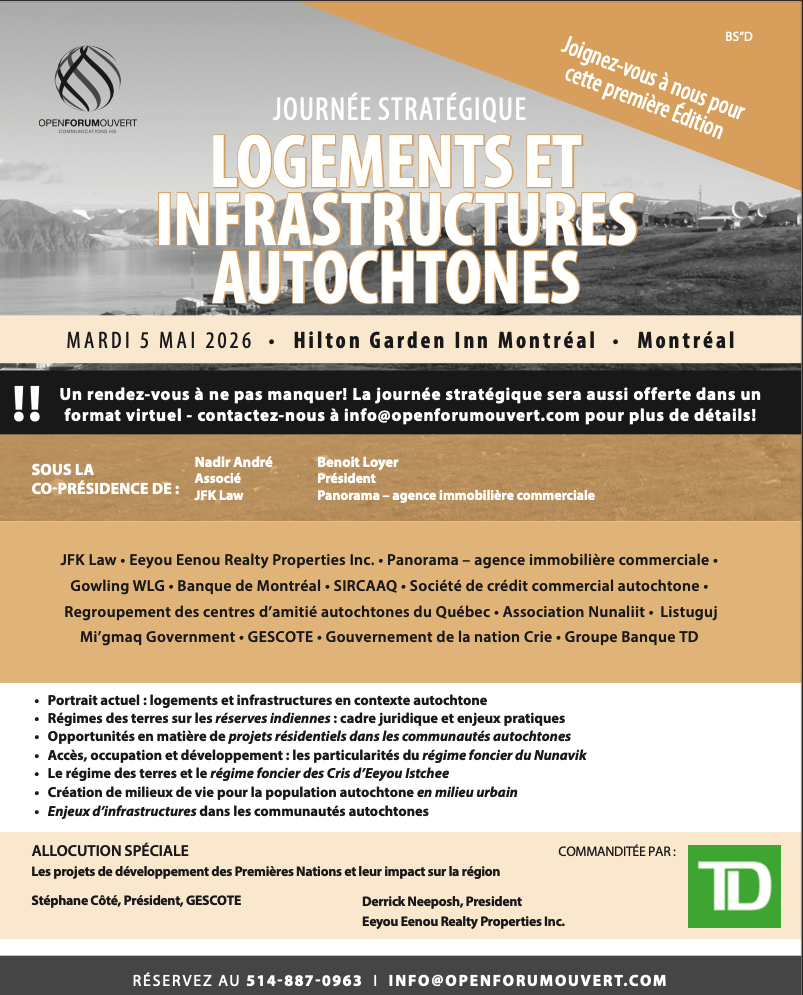 Journée stratégique LOGEMENTS ET INFRASTRUCTURES AUTOCHTONES - Mardi 5 mai 2026 - À DISTANCE