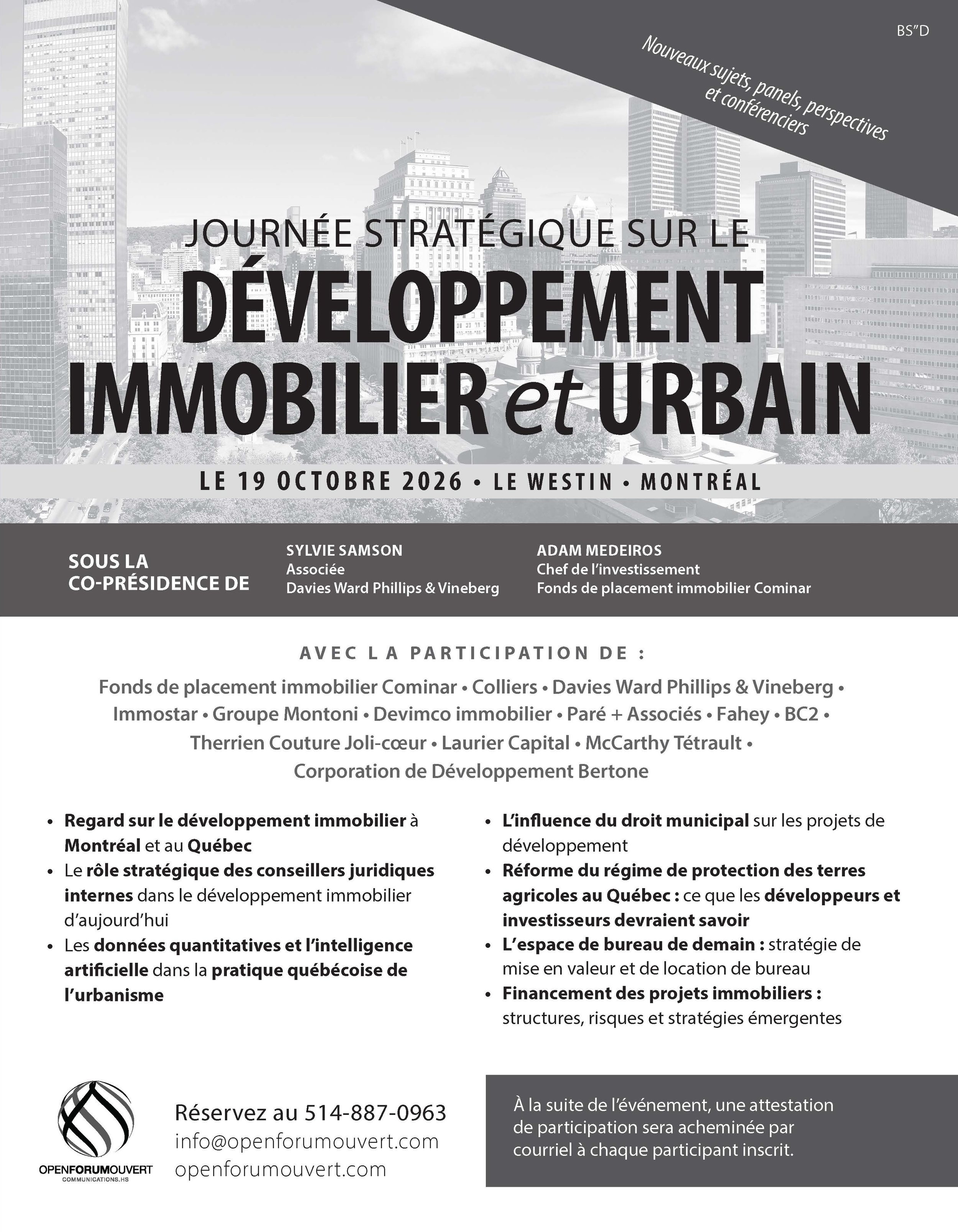 Journée stratégique sur le DÉVELOPPEMENT IMMOBILIER ET URBAIN - VIRTUEL