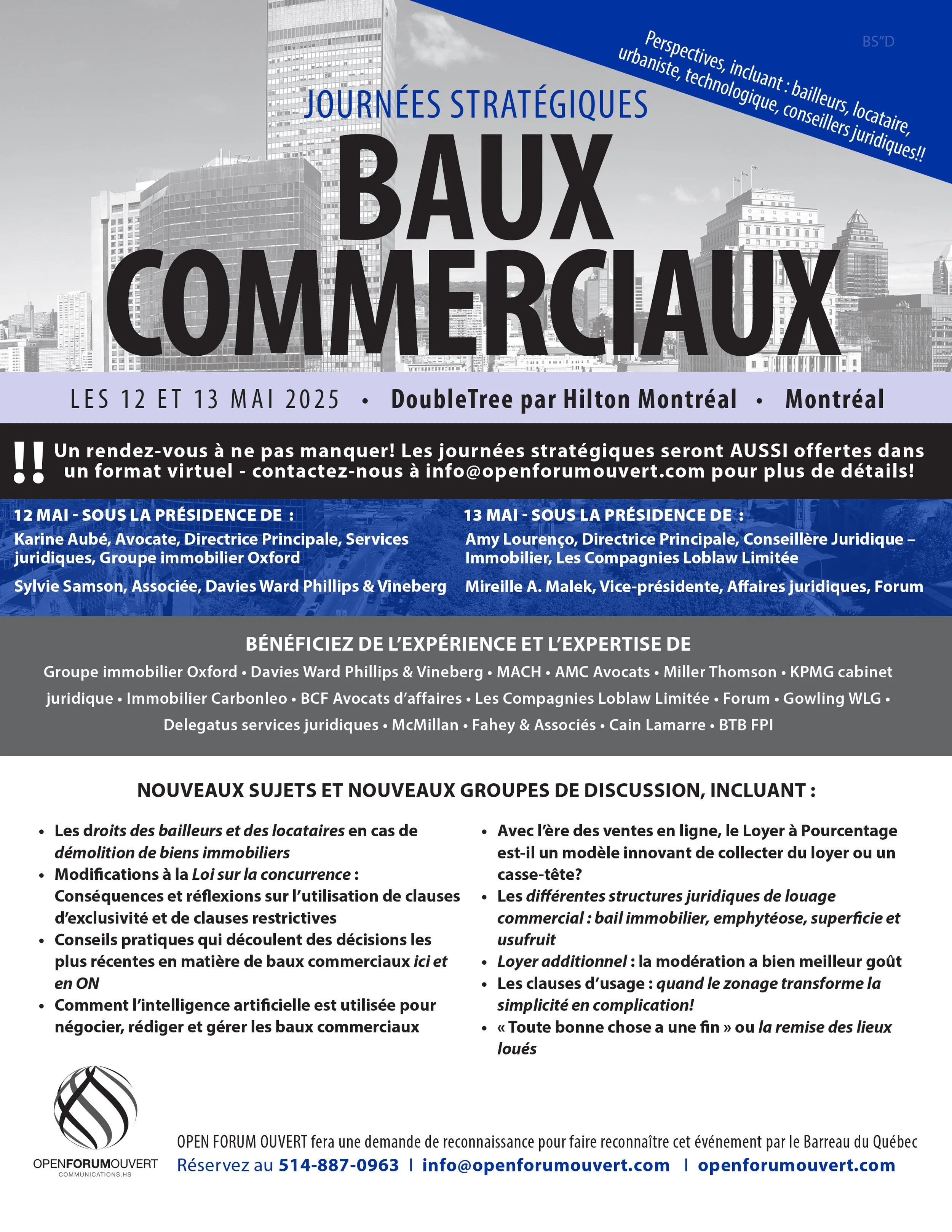 Journées stratégiques sur les BAUX COMMERCIAUX - Virtuel- MARDI le 13 mai 2025