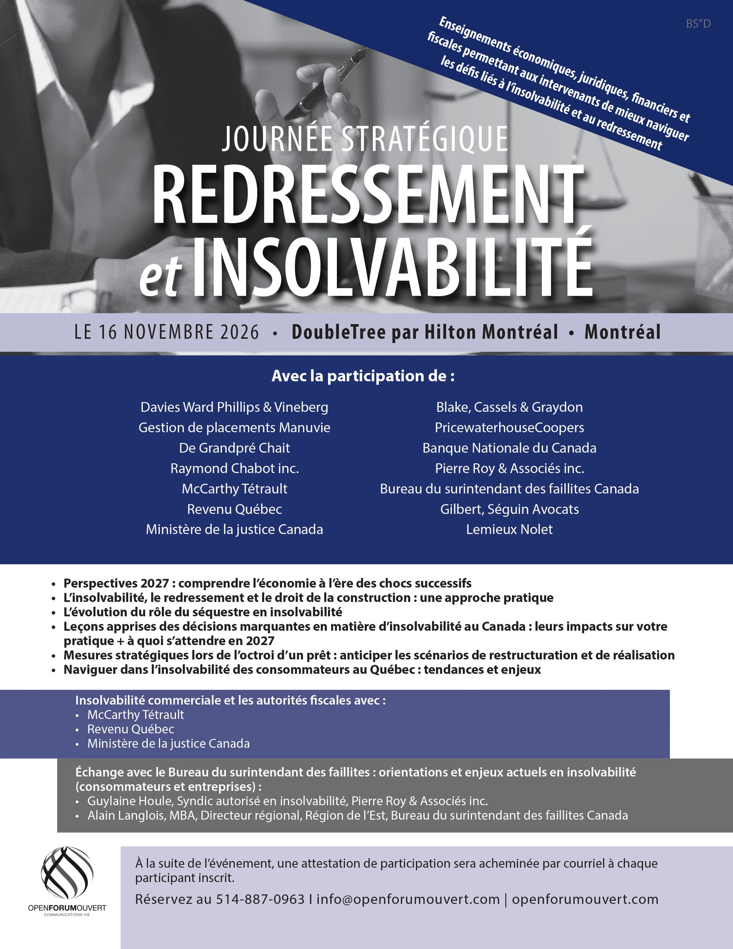 Journée stratégique REDRESSEMENT ET INSOLVABILITÉ - En virtuel