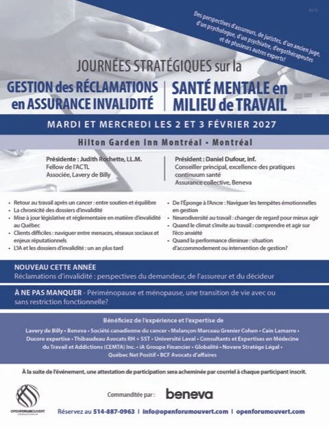 Journée stratégique sur la  SANTÉ MENTALE AU TRAVAIL - EN VIRTUEL