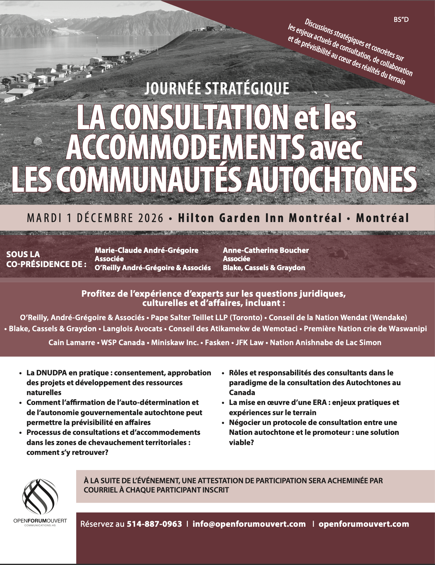 Journée stratégique sur la Consultation et les accommodements avec les communautés Autochtones - EN PERSONNE - POUR LES MEMBRES DES COMMUNAUTÉS AUTOCHTONES