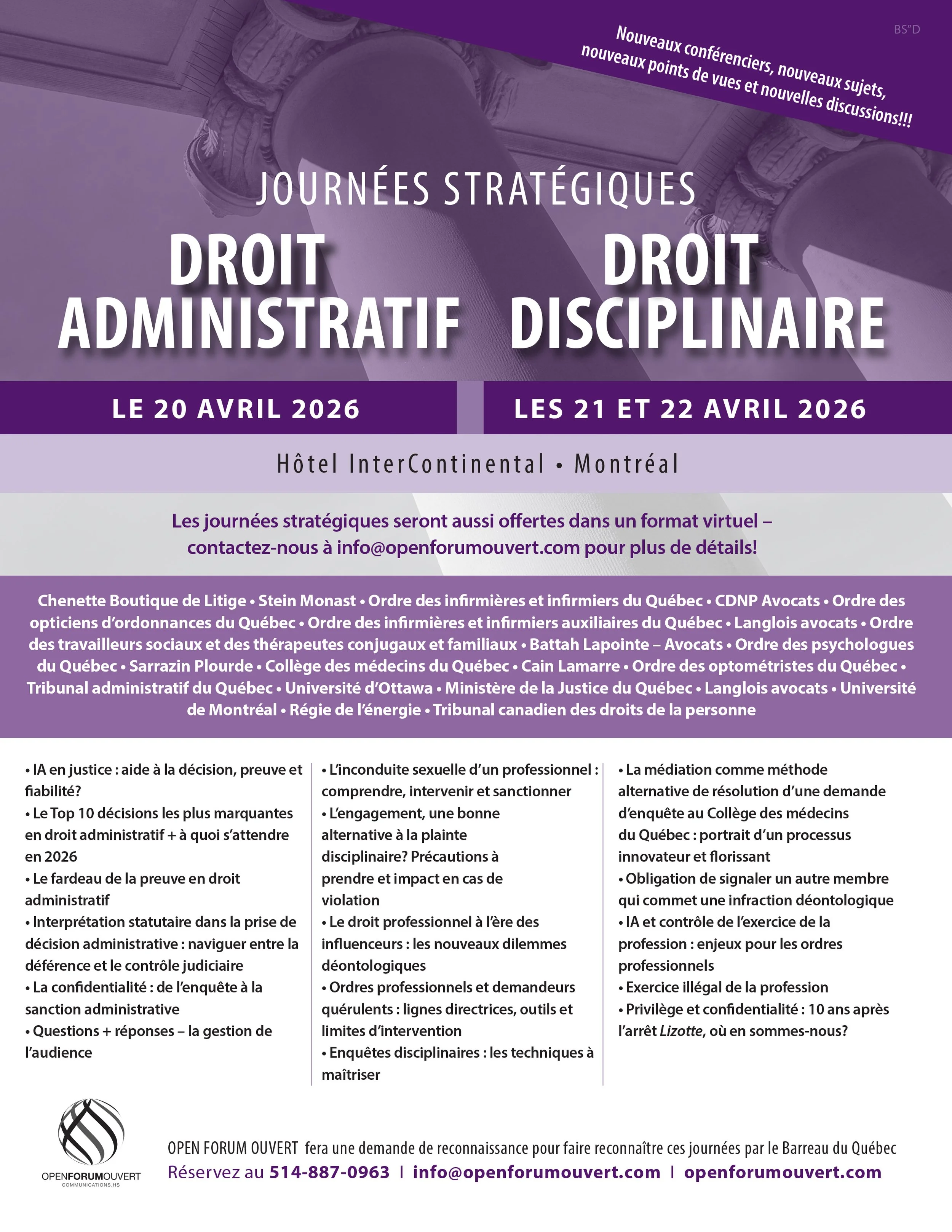 Journée stratégique - Droit Disciplinaire - EN PERSONNE - mercredi 22 avril 2026