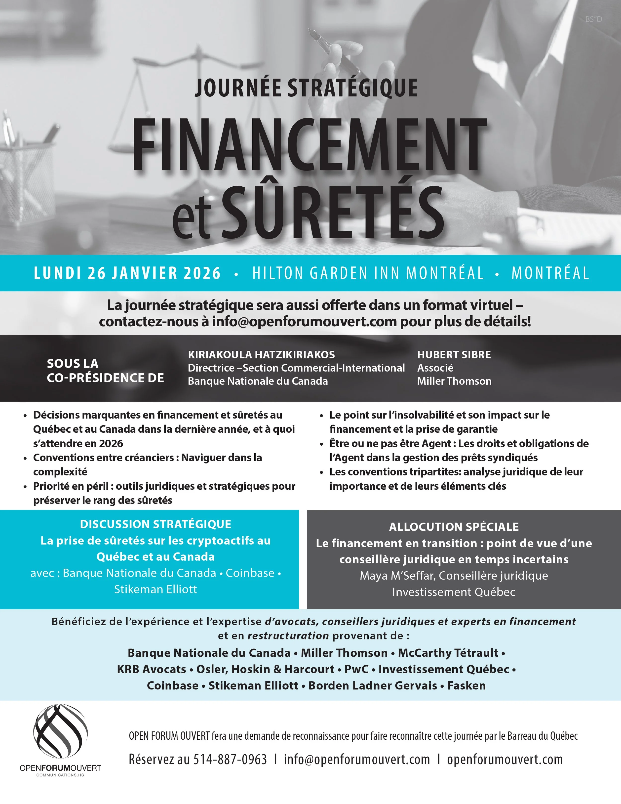 Journée stratégique FINANCEMENT et SÛRETÉS - 26 janvier 2026 - EN VIRTUEL