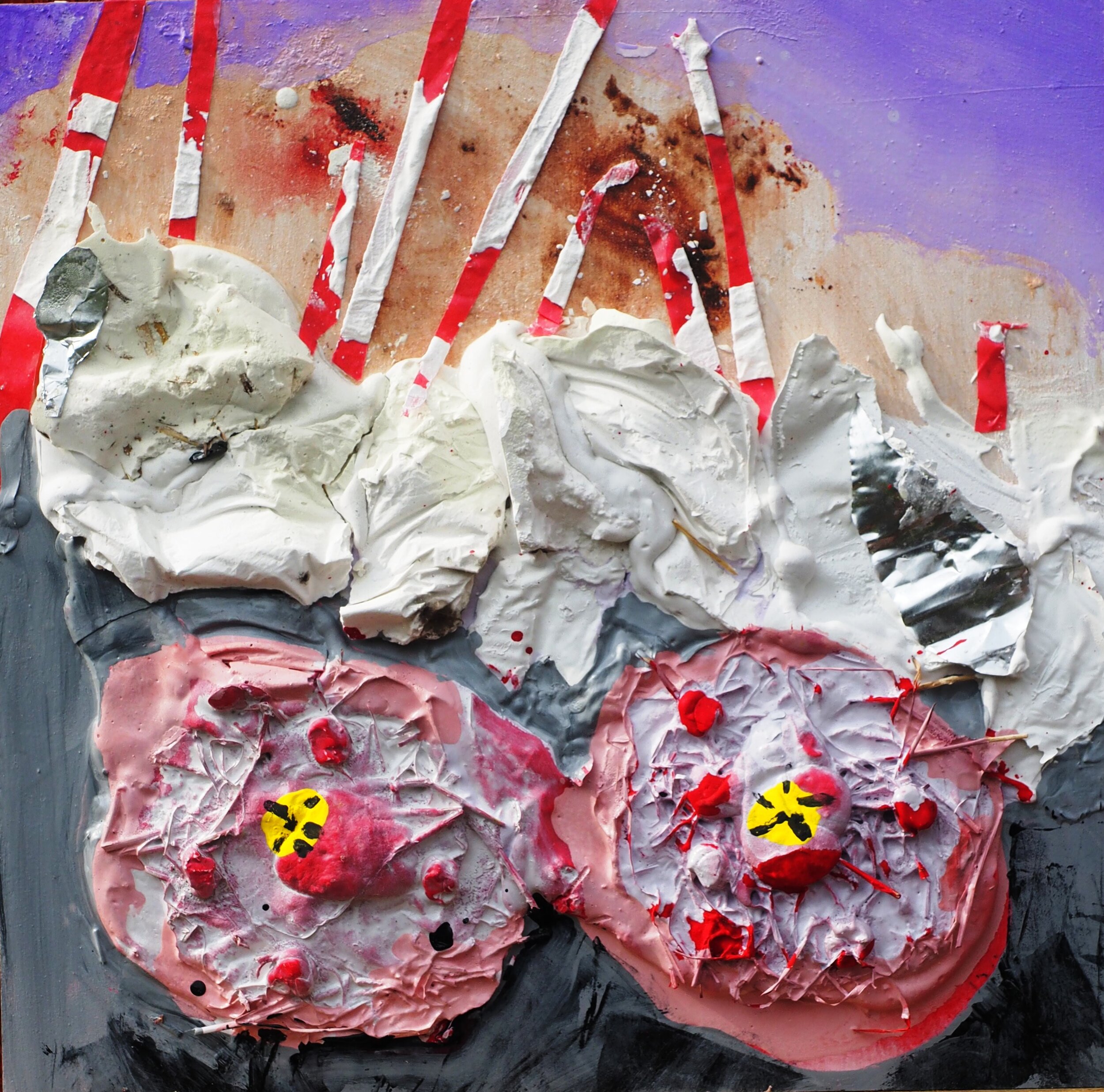 Weeds, Wall and Fenceline, Macclesfield Forest.Mixed media on board. 30x30cms