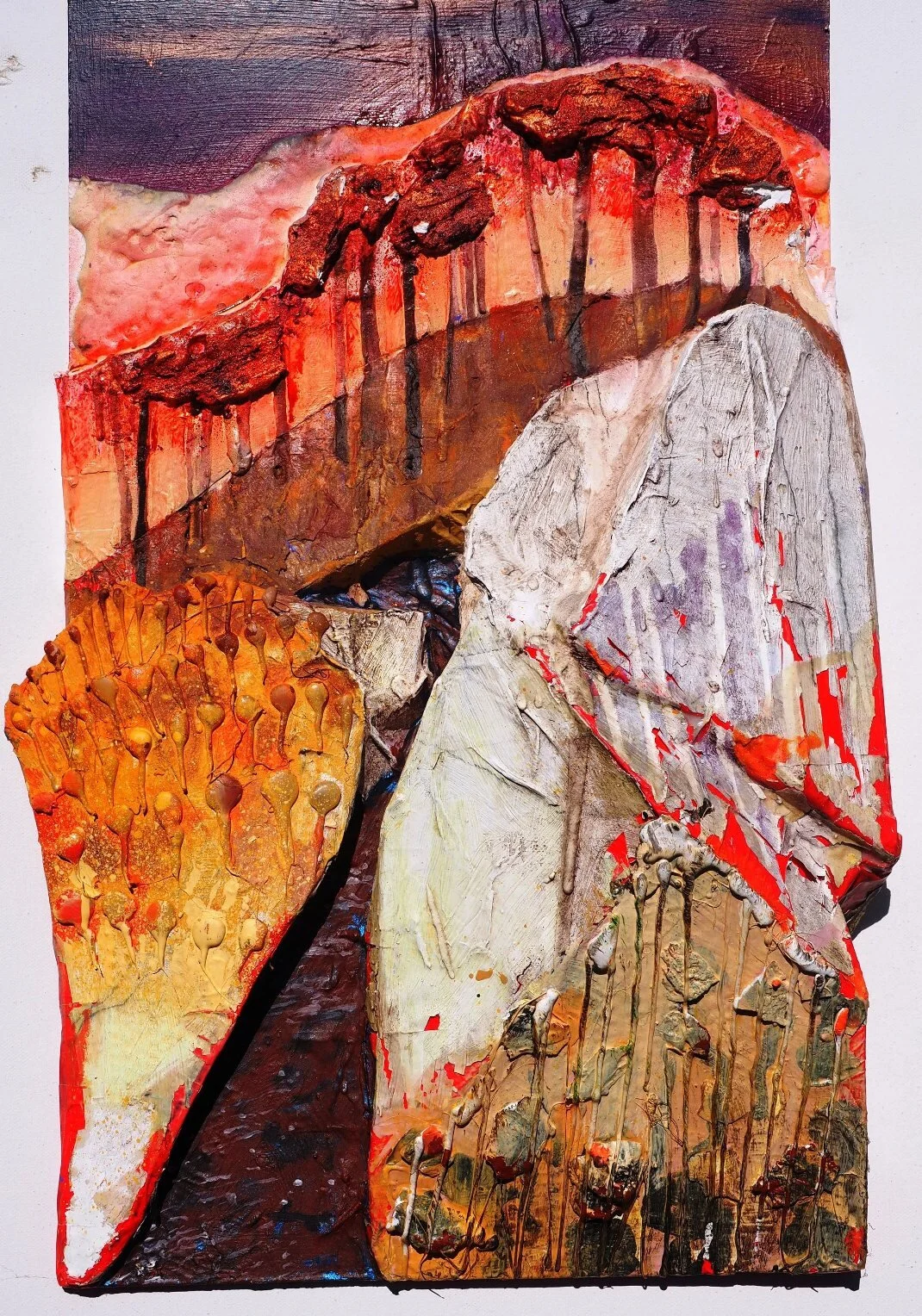 Macclesfield Forest Rockface : Mixed media relief on board. 62x37cms