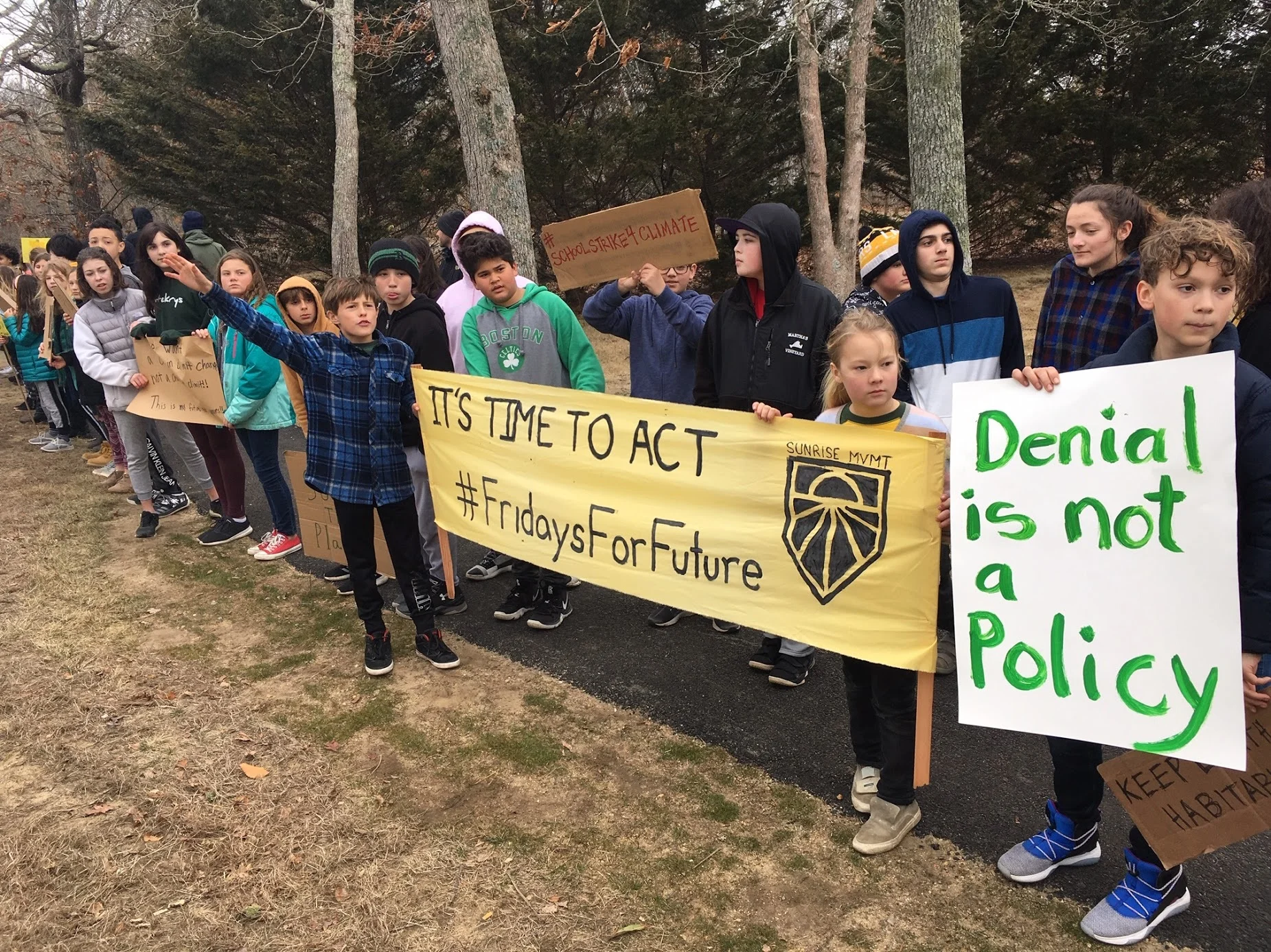 Martha’s Vineyard Public Charter School students participating in student climate strike, March 2019