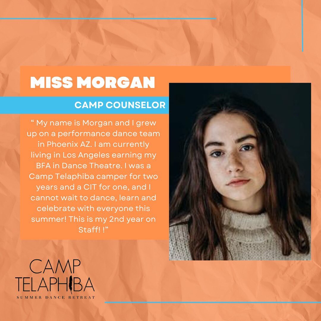 Meet our 2024 Camp Telaphiba Staff: Miss Morgan - Camp Counselor🧡🏹