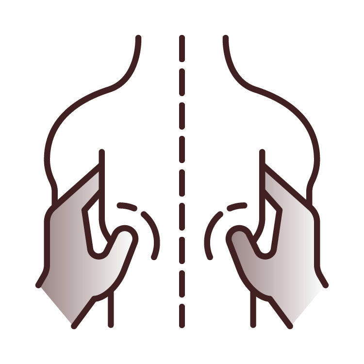 Illustration of a person receiving a back massage with hands pressing on their lower back.