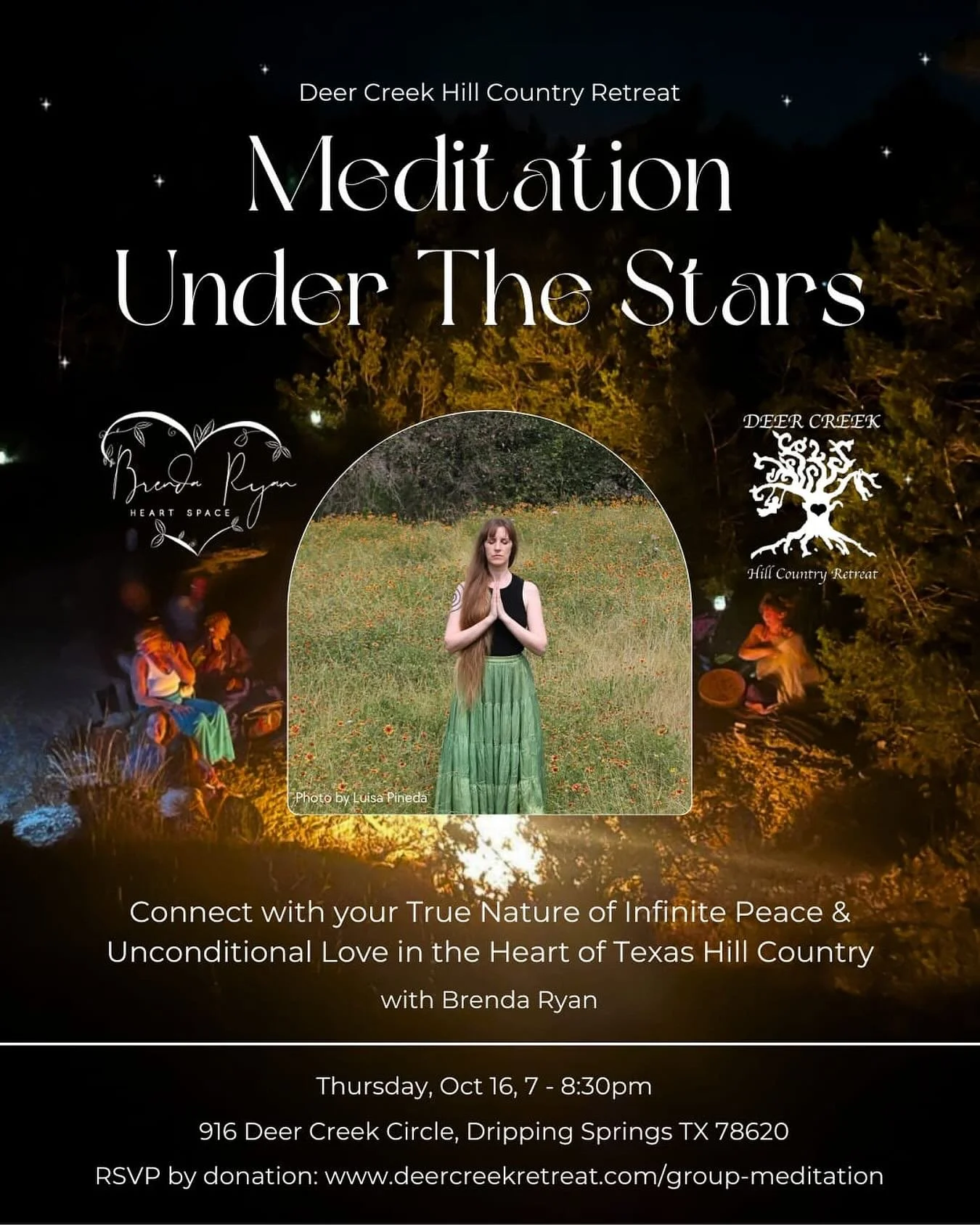 Join us, October 16th from 7-8:30 for a community meditation under the stars! We will meet monthly by the fire for a silent sit and short sharing circle afterwards. @brendaryanheartspace will offer meditation technique guidance before beginning. π