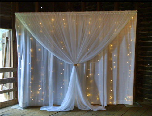 Double Layer Pipe & Drape Curtains with Lights | $50