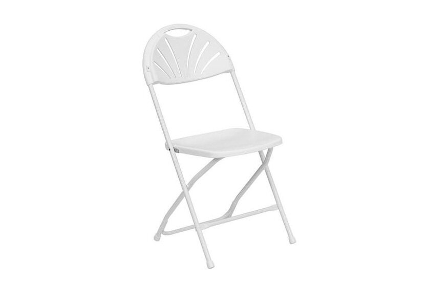 White Fan Back Plastic Folding Chairs | $1.25